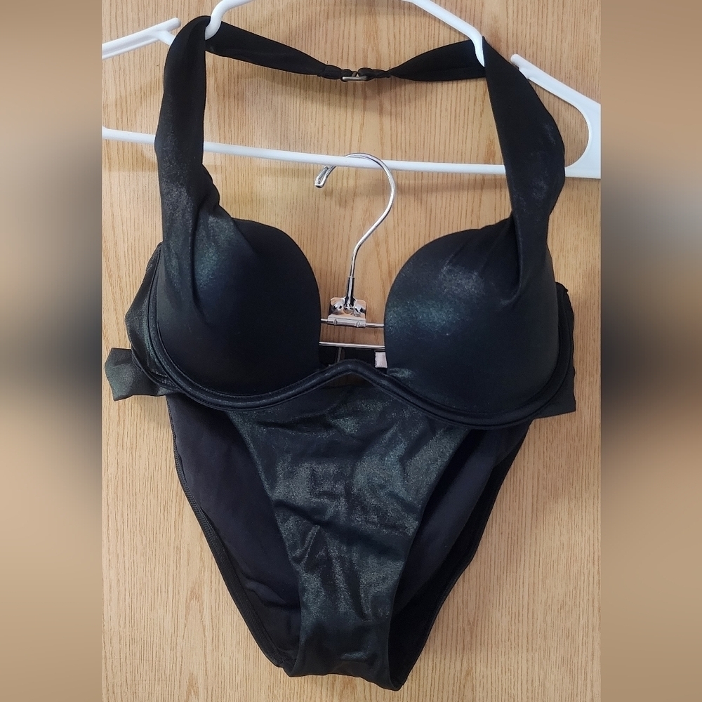 Victoria's Secret Shimmery Black Halter Bikini